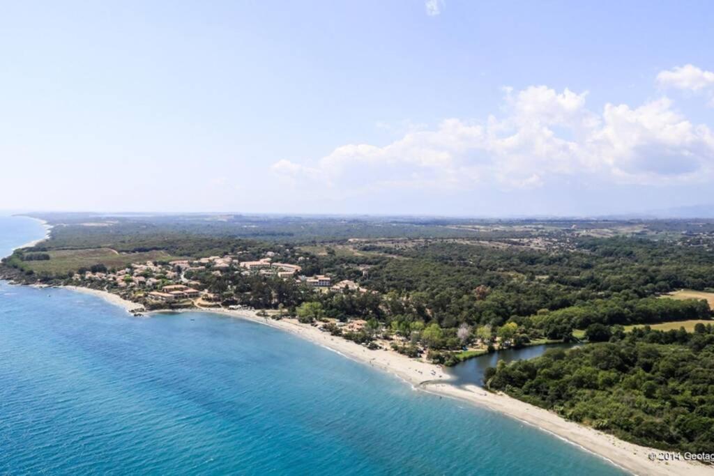 Marine De Bravone T2 Terrasse Front De Mer - Plage Pieds Dans L'Eau - Clim - Piscine - Wifi Linguizzetta 外观 照片